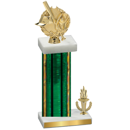 Accented Single Green Glacier Victory Baseball Trophy