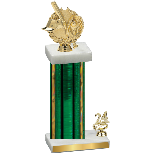 Accented Single Green Glacier Year Baseball Trophy