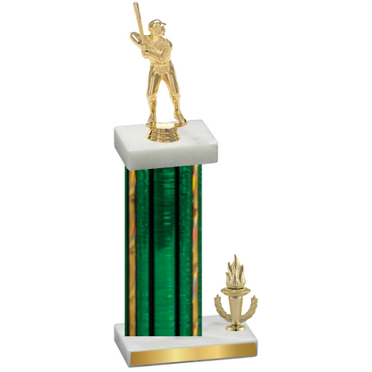 Accented Single Green Glacier Victory Baseball Trophy