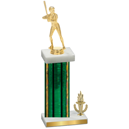 Accented Single Green Glacier Victory Softball Trophy