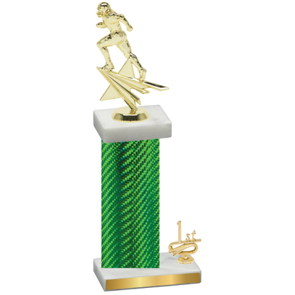 Accented Single Green Carbon Fiber First Place Football Trophy