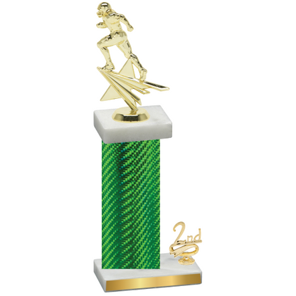 Accented Single Green Carbon Fiber Second Place Football Trophy
