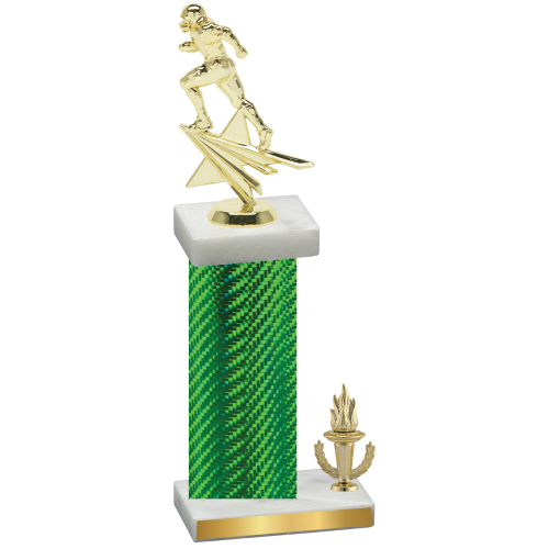 Accented Single Green Carbon Fiber Victory Football Trophy