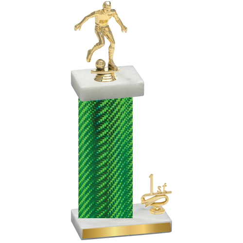 Accented Single Green Carbon Fiber First Place Soccer Trophy