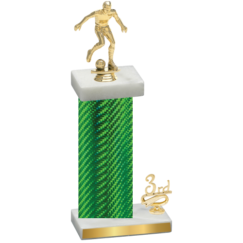 Accented Single Green Carbon Fiber Third Place Soccer Trophy