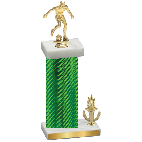 Accented Single Green Carbon Fiber Victory Soccer Trophy