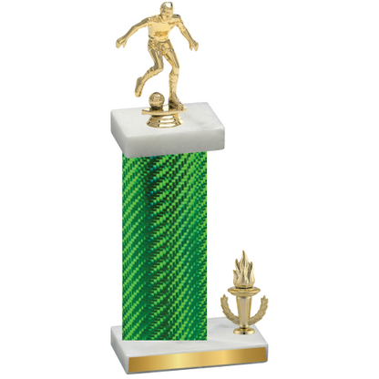 Accented Single Green Carbon Fiber Victory Soccer Trophy