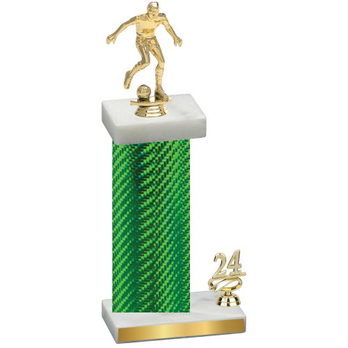 Accented Single Green Carbon Fiber Year Soccer Trophy