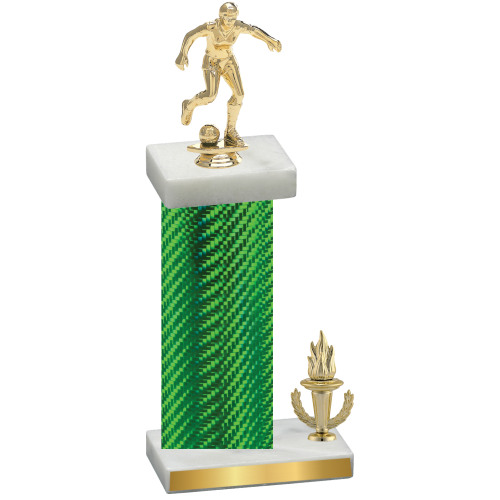 Accented Single Green Carbon Fiber Victory Soccer Trophy