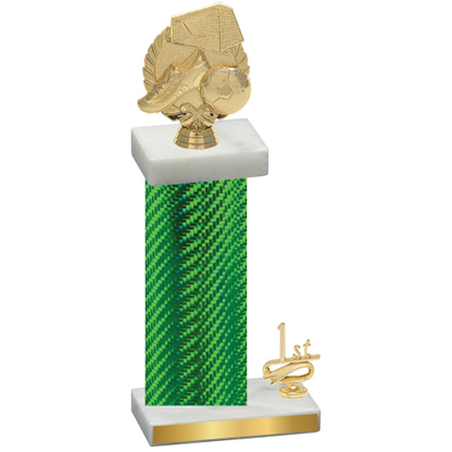 Accented Single Green Carbon Fiber First Place Soccer Trophy