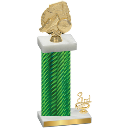 Accented Single Green Carbon Fiber Third Place Soccer Trophy