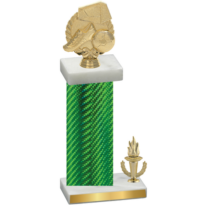 Accented Single Green Carbon Fiber Victory Soccer Trophy