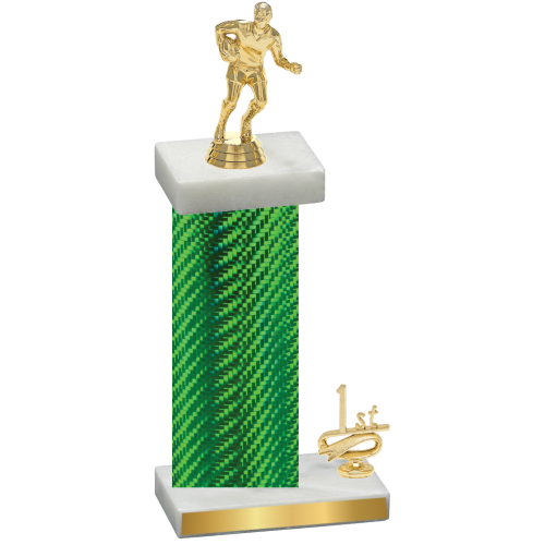 Accented Single Green Carbon Fiber First Place Rugby Trophy