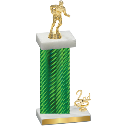 Accented Single Green Carbon Fiber Second Place Rugby Trophy