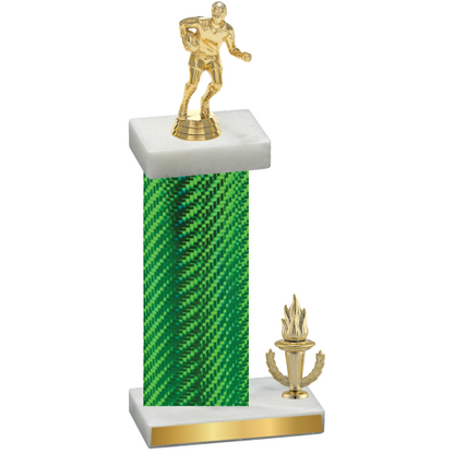 Accented Single Green Carbon Fiber Victory Rugby Trophy