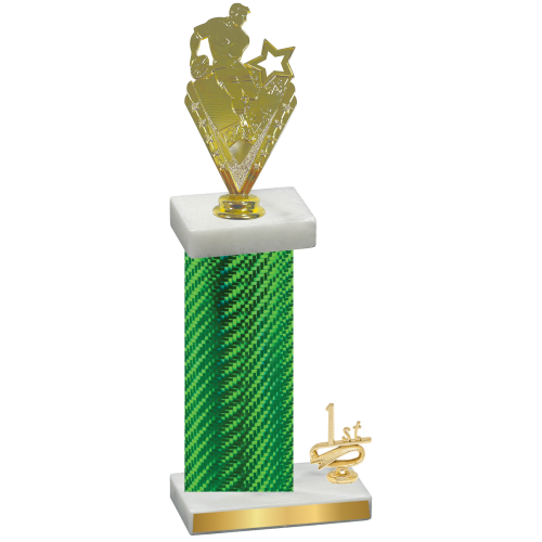 Accented Single Green Carbon Fiber First Place Rugby Trophy