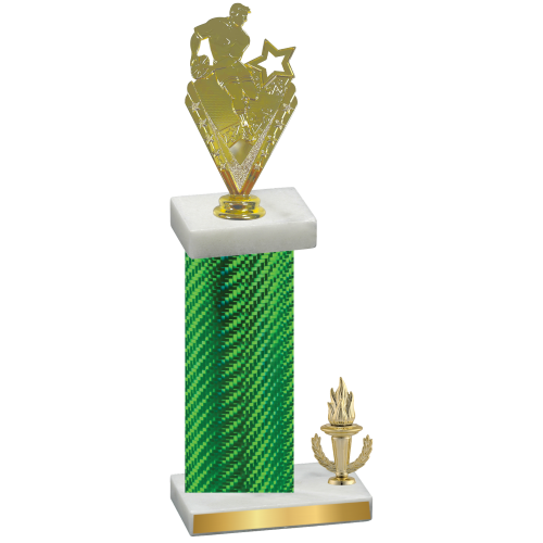 Accented Single Green Carbon Fiber Victory Rugby Trophy