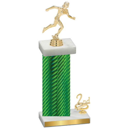 Accented Single Green Carbon Fiber Second Place Running Trophy