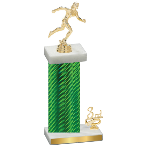 Accented Single Green Carbon Fiber Third Place Running Trophy