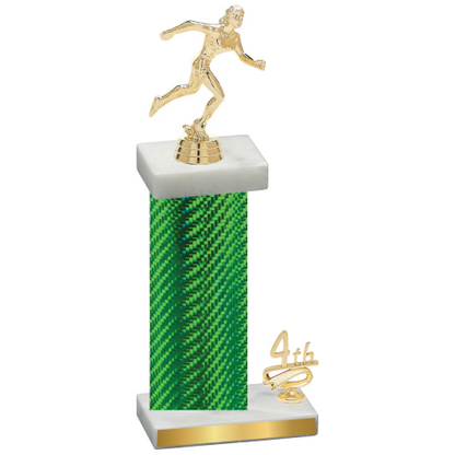 Accented Single Green Carbon Fiber Fourth Place Running Trophy