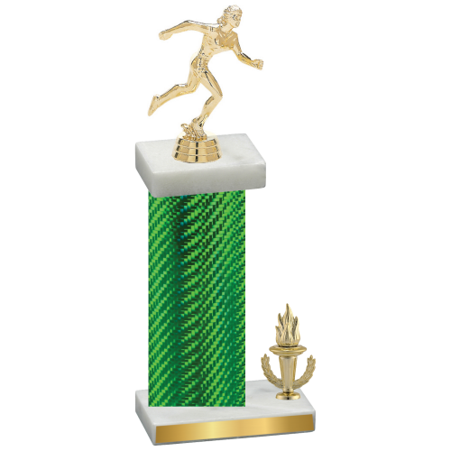 Accented Single Green Carbon Fiber Victory Running Trophy