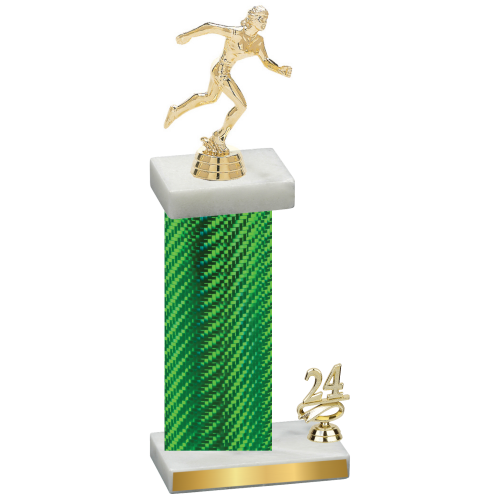 Accented Single Green Carbon Fiber Year Running Trophy