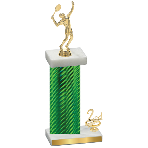 Accented Single Green Carbon Fiber Second Place Tennis Trophy