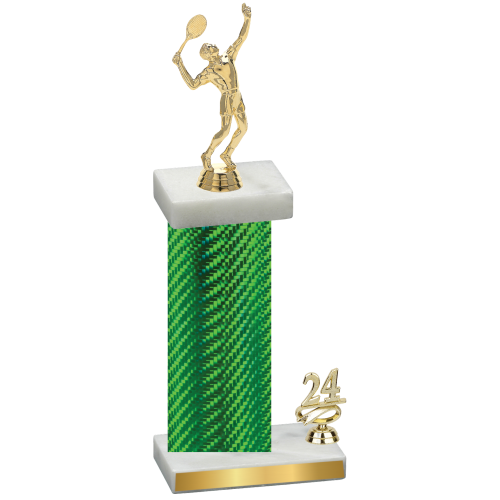 Accented Single Green Carbon Fiber Year Tennis Trophy