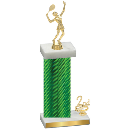 Accented Single Green Carbon Fiber Second Place Tennis Trophy