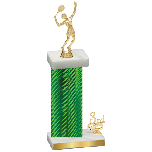 Accented Single Green Carbon Fiber Third Place Tennis Trophy