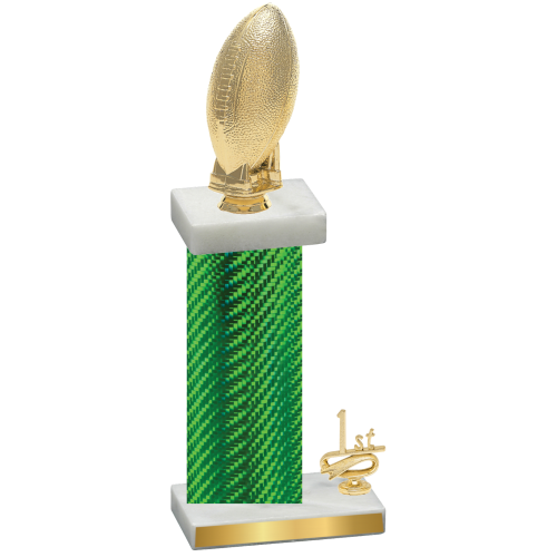 Accented Single Green Carbon Fiber First Place Football Trophy