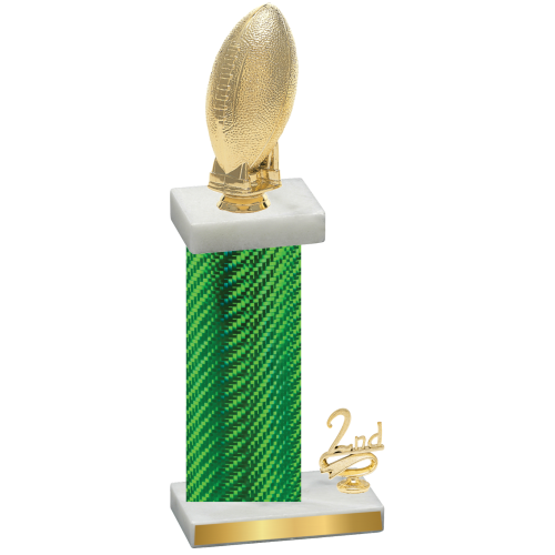 Accented Single Green Carbon Fiber Second Place Football Trophy