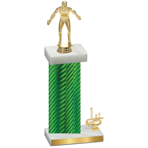 Accented Single Green Carbon Fiber First Place Wrestling Trophy