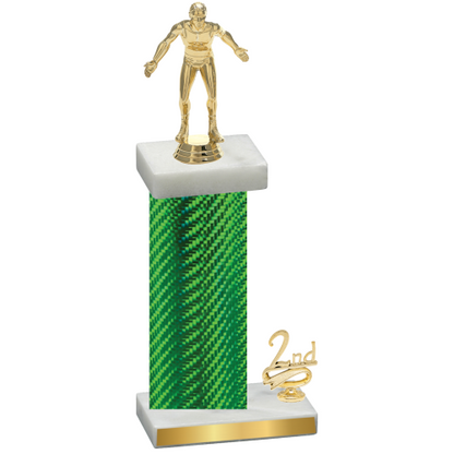 Accented Single Green Carbon Fiber Second Place Wrestling Trophy