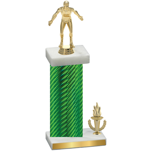 Accented Single Green Carbon Fiber Victory Wrestling Trophy