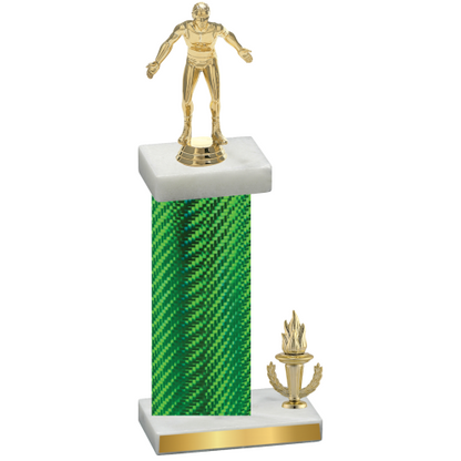 Accented Single Green Carbon Fiber Victory Wrestling Trophy