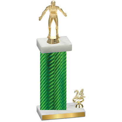 Accented Single Green Carbon Fiber Year Wrestling Trophy