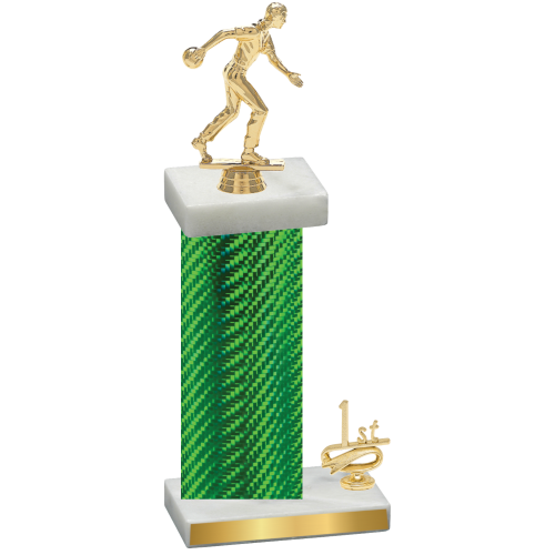 Accented Single Green Carbon Fiber First Place Bowling Trophy