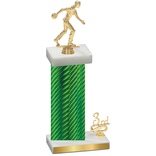 Accented Single Green Carbon Fiber Third Place Bowling Trophy