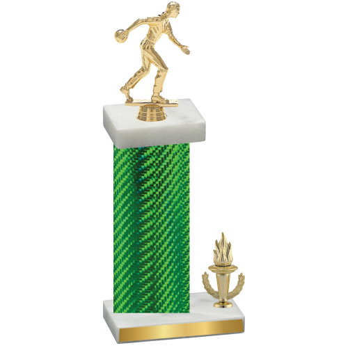 Accented Single Green Carbon Fiber Victory Bowling Trophy