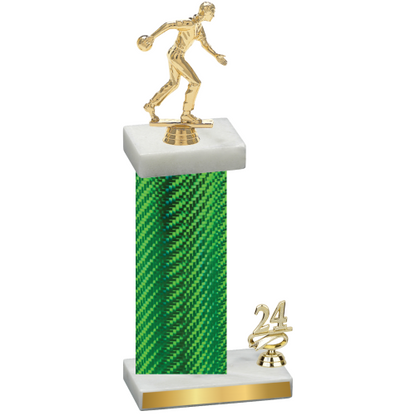 Accented Single Green Carbon Fiber Year Bowling Trophy