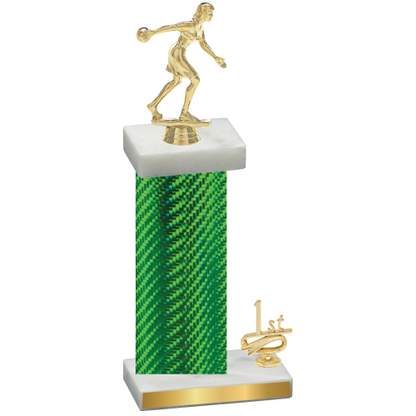 Accented Single Green Carbon Fiber First Place Bowling Trophy