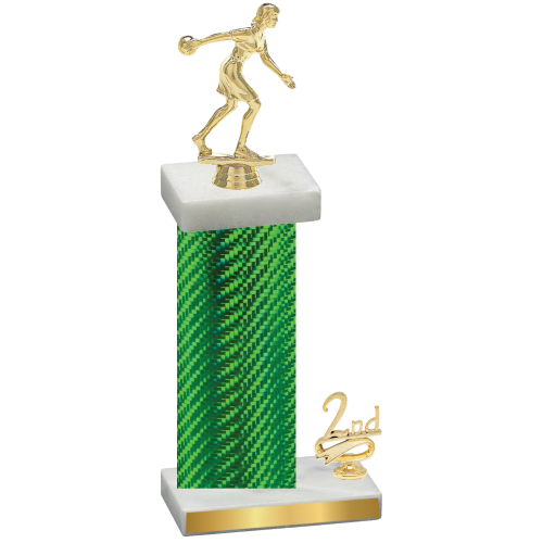 Accented Single Green Carbon Fiber Second Place Bowling Trophy