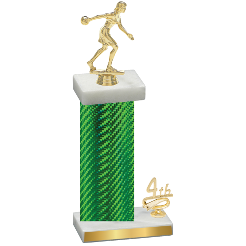 Accented Single Green Carbon Fiber Fourth Place Bowling Trophy