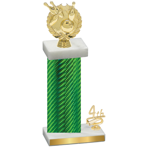 Accented Single Green Carbon Fiber Fourth Place Bowling Trophy