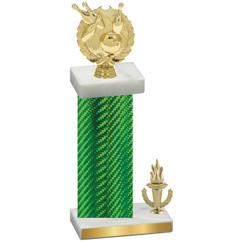 Accented Single Green Carbon Fiber Victory Bowling Trophy