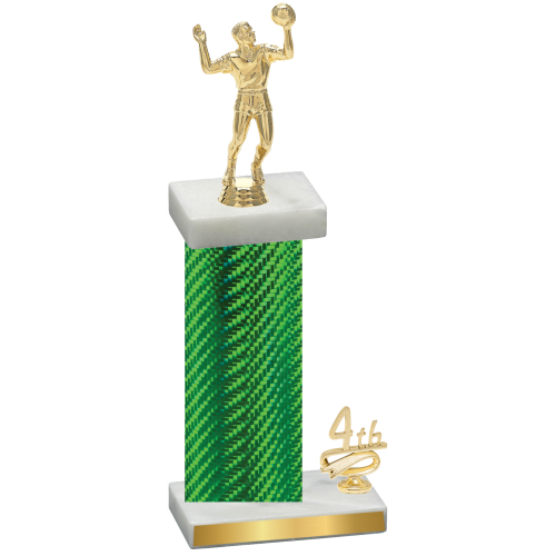 Accented Single Green Carbon Fiber Fourth Place Volleyball Trophy