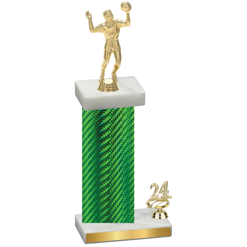Accented Single Green Carbon Fiber Year Volleyball Trophy