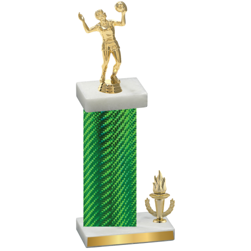 Accented Single Green Carbon Fiber Victory Volleyball Trophy