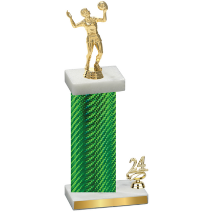Accented Single Green Carbon Fiber Year Volleyball Trophy